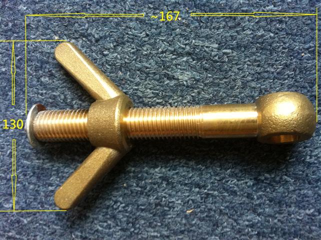Dog bolt with wing nut - size 2